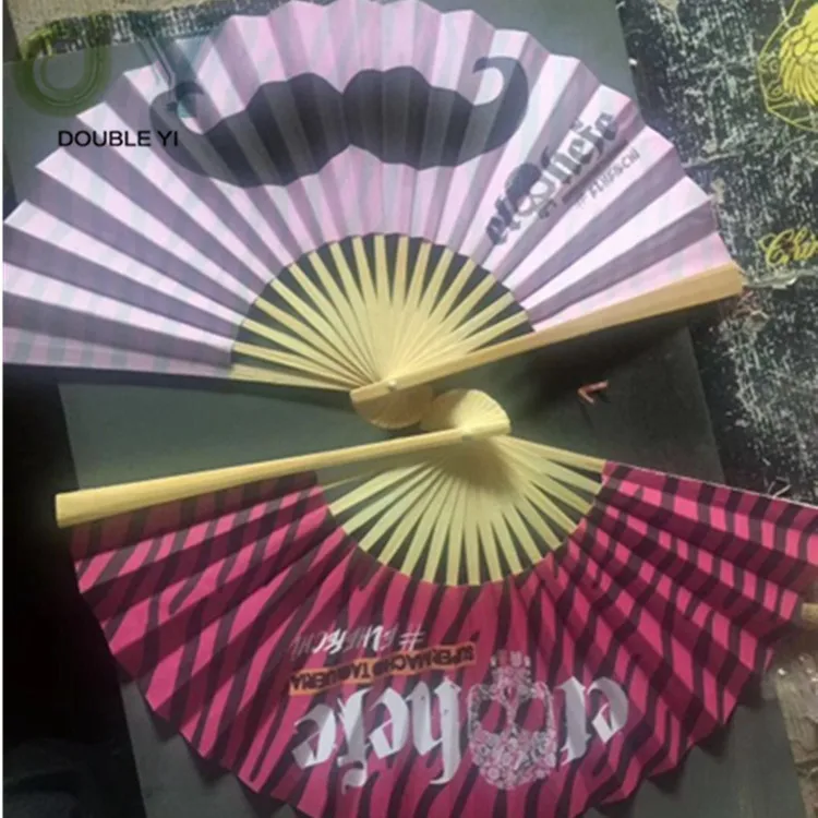 

custom printing 23cm folding paper handle bamboo fan with custom photo printing