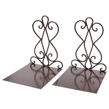 

1 Pair Portable Metal Bookends Book Stand Holder Desktop Rack Shelf For Home Office Supplies