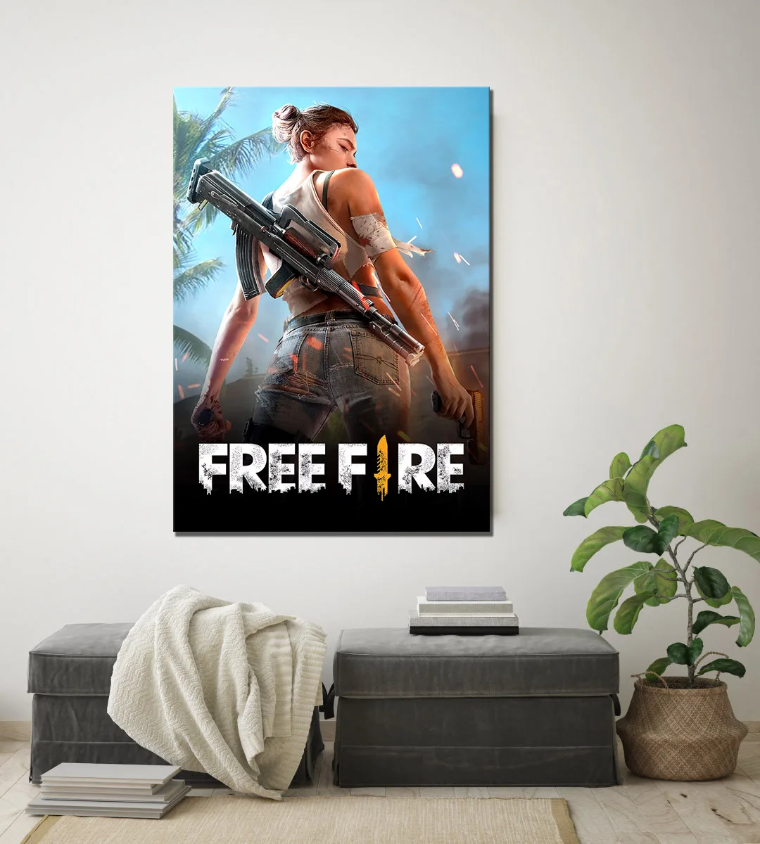 1 Buah HD Gambar Kartun Garena Free Fire Permainan Poster Lukisan Stiker Dinding Bebas Battlegrounds Api Poster Dinding Seni Lukisan Painting Calligraphy AliExpress