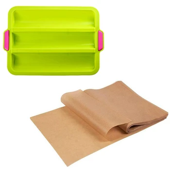 

100 Pcs Baking Silicone Oil Non-Stick Steamer Pot Pad Parchment & 1x Loaf Pan Toast Bread Mold Cake Mold Silicone