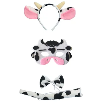 

Kids Children Jungle Animal Masks Headband Tail Tie Bow Eye Masks Birthday Party Cosplay Halloween Mask Baby Shower Gift