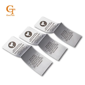 

custom brand shop name printing wash care labels,cut and fold garment accessories flag soft silk care wash label for clothes