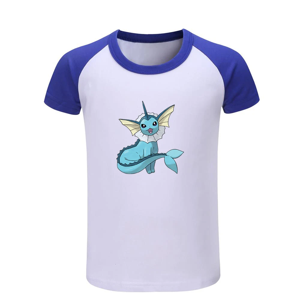 Футболки с покемоном Vaporeon Espeon Детские хлопковые футболки с графическим принтом Рождественский подарок с короткими рукавами для мальчиков и девочек