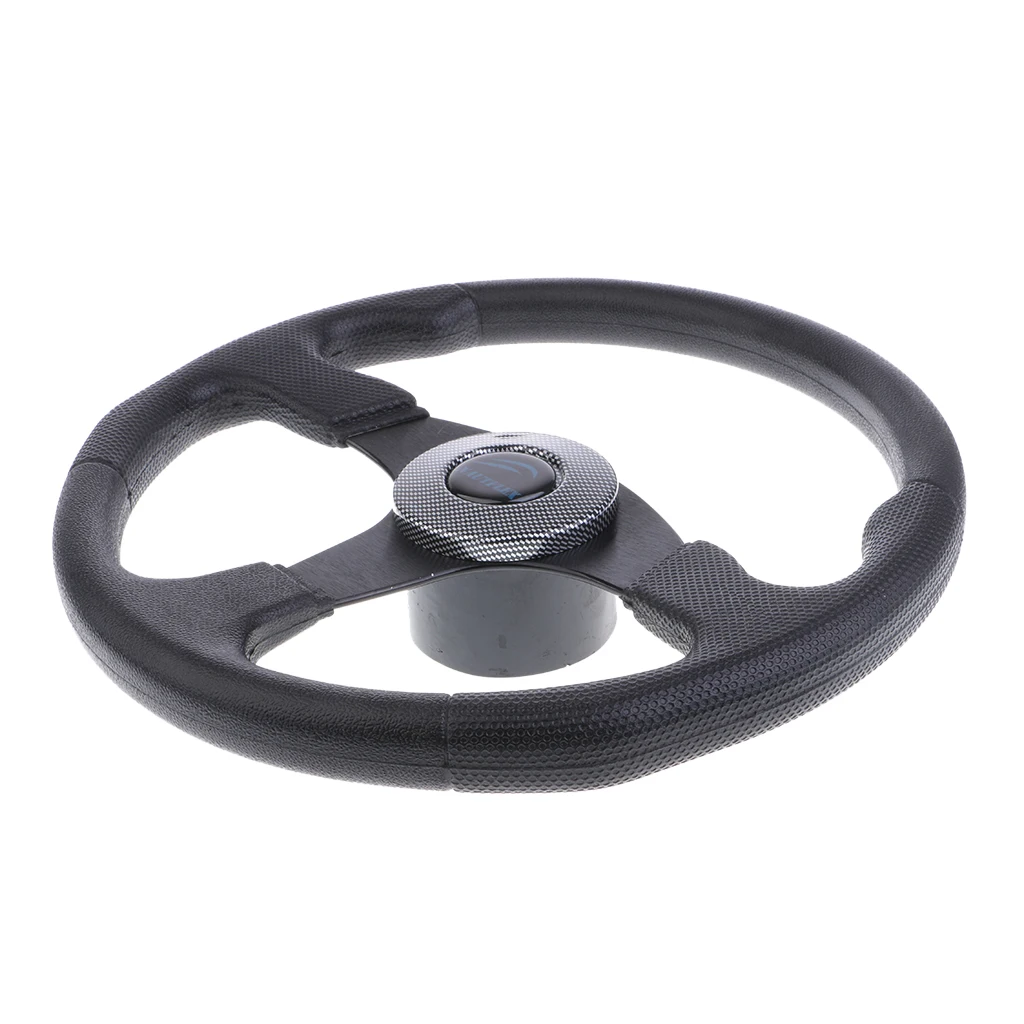 Boat Steering Wheel Aluminum 13.4'' 3/4'' Marine Yacht Sport Wheel & Hub Black Marine