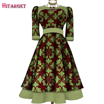 

new African Dresses for Women Dashiki ankara Wax Cotton fabric Batik Sexy Dress for Femal print Traditional clothing WY5470