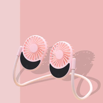 

Portable USB Rechargeable Cooler Hands-free Hanging Neck Fan with LED Light