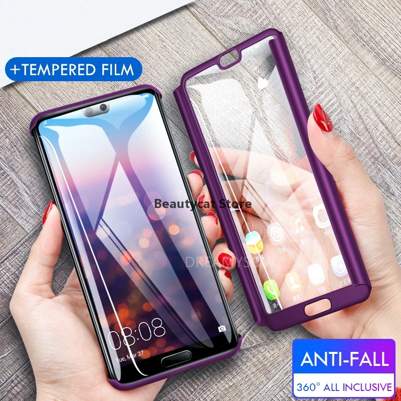 Роскошный стеклянный чехол с полным покрытием 360 для Huawei P40 P30 P20 Mate20 Lite P Smart Y7 Y6 Y9 2019