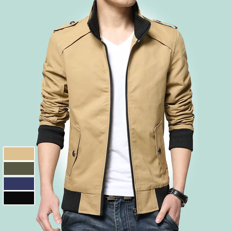 

Spring And Autumn New Style Men Jacket Pure Cotton Washing Slim Fit Stand Collar Youth Casual Coat Fashion Men'S Wear Jacket1528