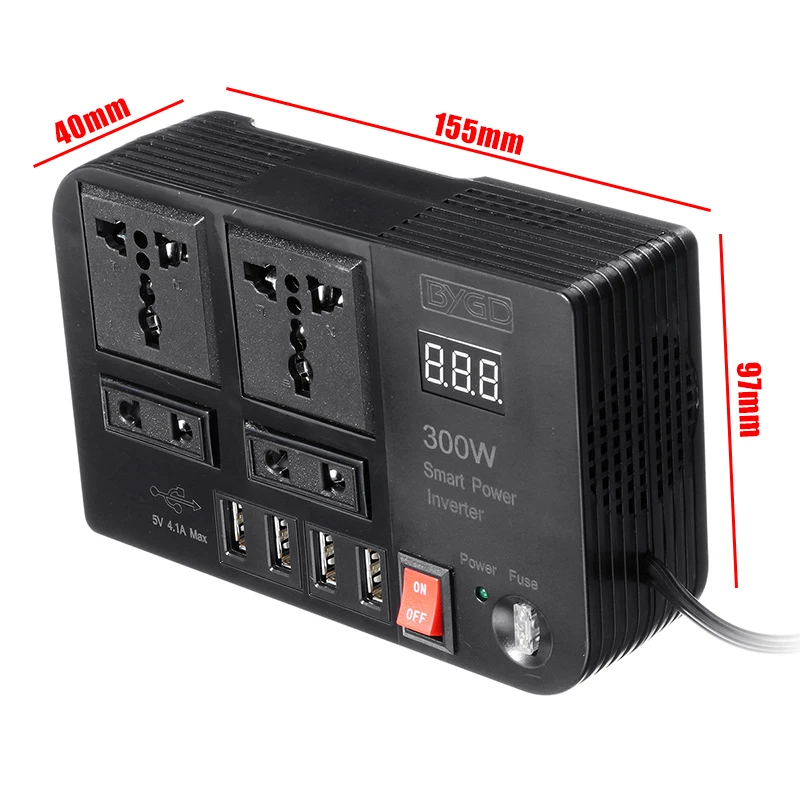 4 USB 300 Вт DC 12 В в AC 220 В светодиодный автомобильный инвертор зарядное устройство конвертер адаптер модифицированный синусоидальный волновой трансформатор+ прикуриватель