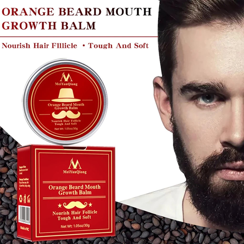 Natural Orange Organic Beard Oil Beard Wax balm Hair Loss Products Leave-In Conditioner for Groomed Beard Growth Health Care 30g