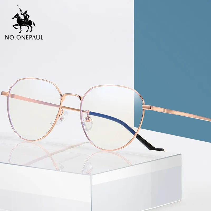 

NO.ONEPAUL Men Unisex Classic Glasses Super Clear Lens Metal Computer Round Frame Glasses Women Rays Radiation Eyewear Anti