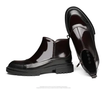 

Men Leather Boots Botines Botas Hombre Cowhide Hombre Short Slip-ons Leather Make Pointed Toe Ankle Genuine Leather Cow Leather