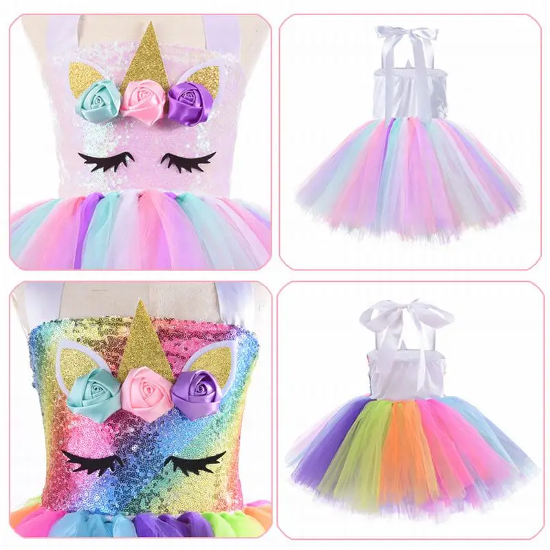 ZUCOS Costume de licorne pour fille avec lumières - Robe tutu - Rob