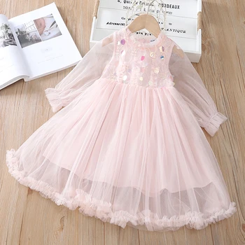 

Summer Dress Sequin Appliques Princess Dresses for Girl Kids Dress Fashion Mesh Costume Baby Dress Vestidos