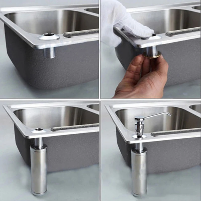 300ML Kitchen Sink Soap Dispenser Stainless Steel Liquid Soap Bottle Extension Tube Kit Lotion Detergent Dispenser Accessories soap dispenser