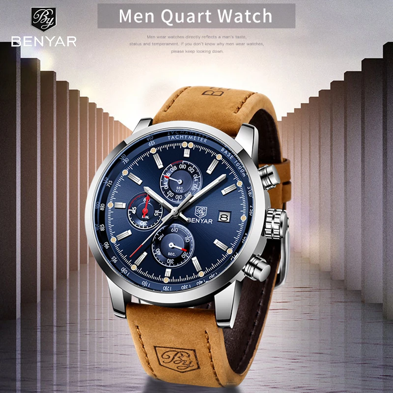 BENYAR 2023 New quartz men's watches Multifunction sport Wristwatch mens top brand luxury watch men military watch Reloj hombres 5g0959442j steering wheel multifunction switch for vw arteon 2017 2023 golf sportsvan 2014 2020 passat 5g0 959 442 j