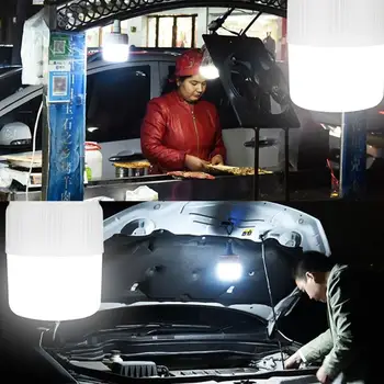 

Portable Solar LED Bulb Lamp Energy Saving Environmental Protection Rechargeable Outdoor Camping Market Light with Hook