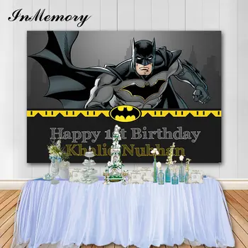 

InMemory Custom Batman Photo Backdrop baby 1st birthday Photographic Background Superhero Backdrops For Photo Studio Vinyl