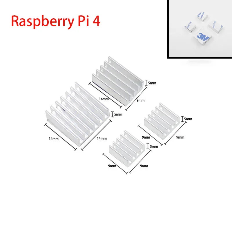 1Set Raspberry Pi 4 радиатор алюминиевый радиатор для Raspberry Pi 4 Модель B радиаторы для Raspberry Pi 4B - Цвет: 1Set