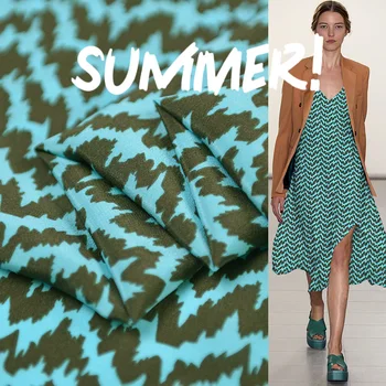 

Water ripple printed silk crepe de chine 100% silk fabric silk dress shirt fashion designer fabric autumn new product