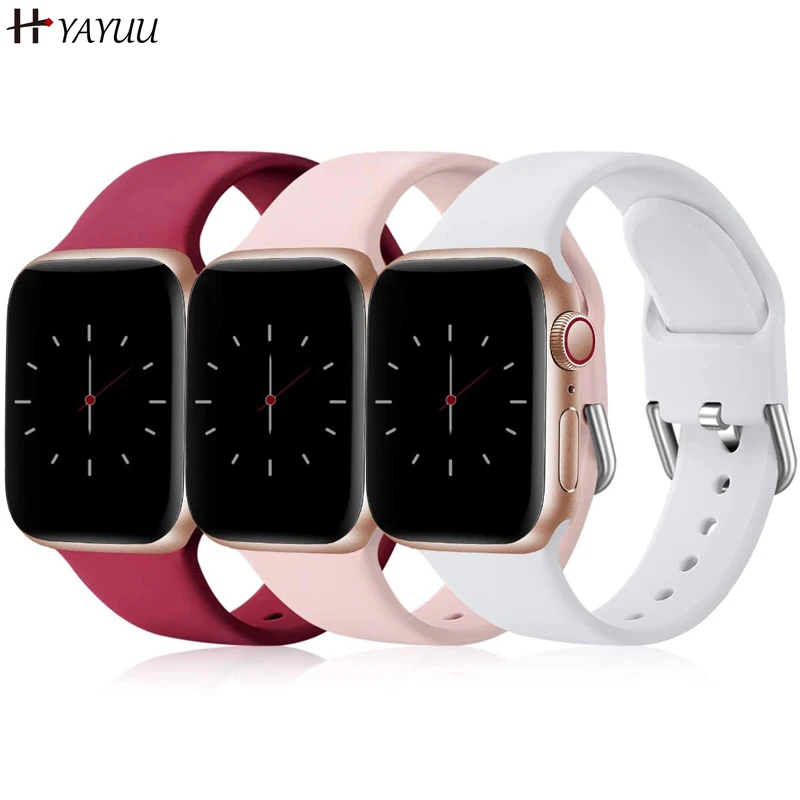 YAYUU ремешок для Apple Watch 38 мм 40 42 44 силиконовая Пряжка сменный iwatch серии 6 5 4 3
