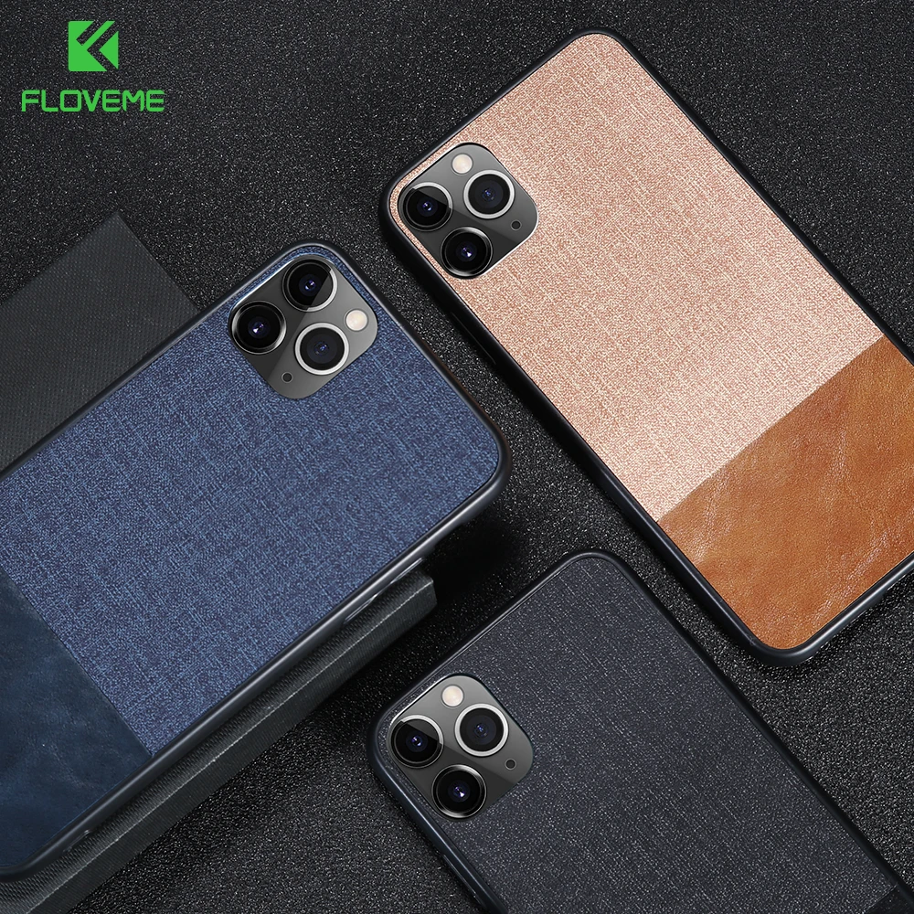 FLOVEME тканевый текстурный чехол для телефона iPhone 11 Pro XS Max XR X кожаный мягкий s 7 8 6 6S