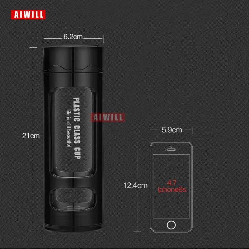 AIWILL стеклянная бутылка для воды кружка оригинальная двойная чашка с ситечком чая