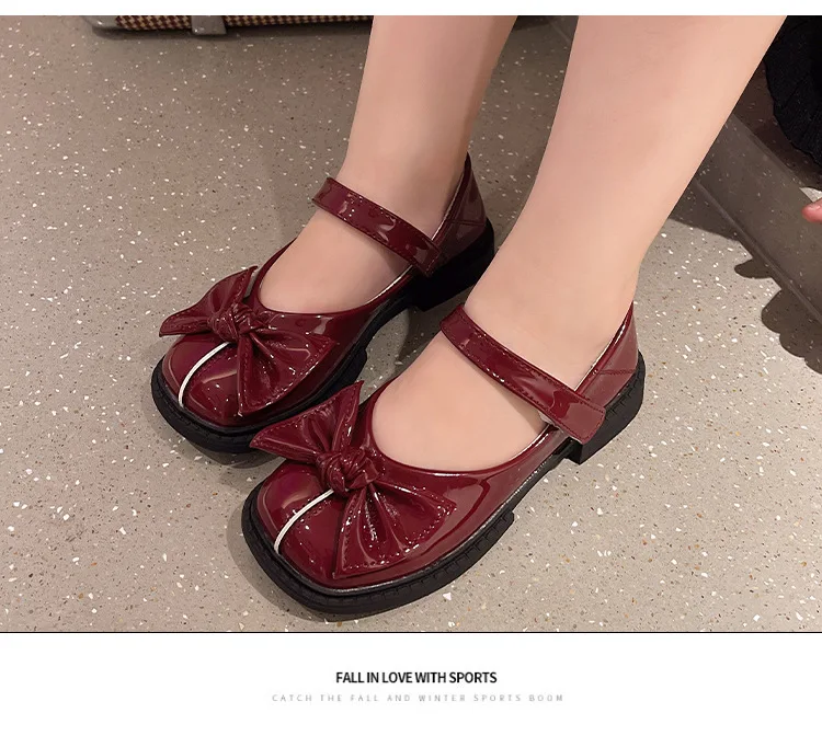 para Meninas Sapatos de Princesa das Crianças Sapatos de Couro Sapatos de Escola Rasas Arco-nó Plana Outono Nova Moda Crianças Senhora Chique Doce 2022 19 rasas arco-nó plana 2021 outono nova moda