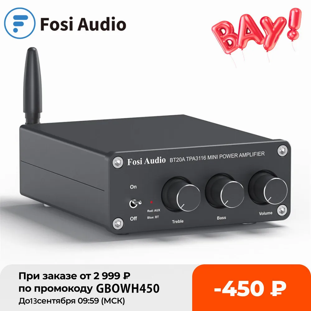 Усилитель звука Fosi BT20A Bluetooth TPA3116D2 100 Вт | Электроника