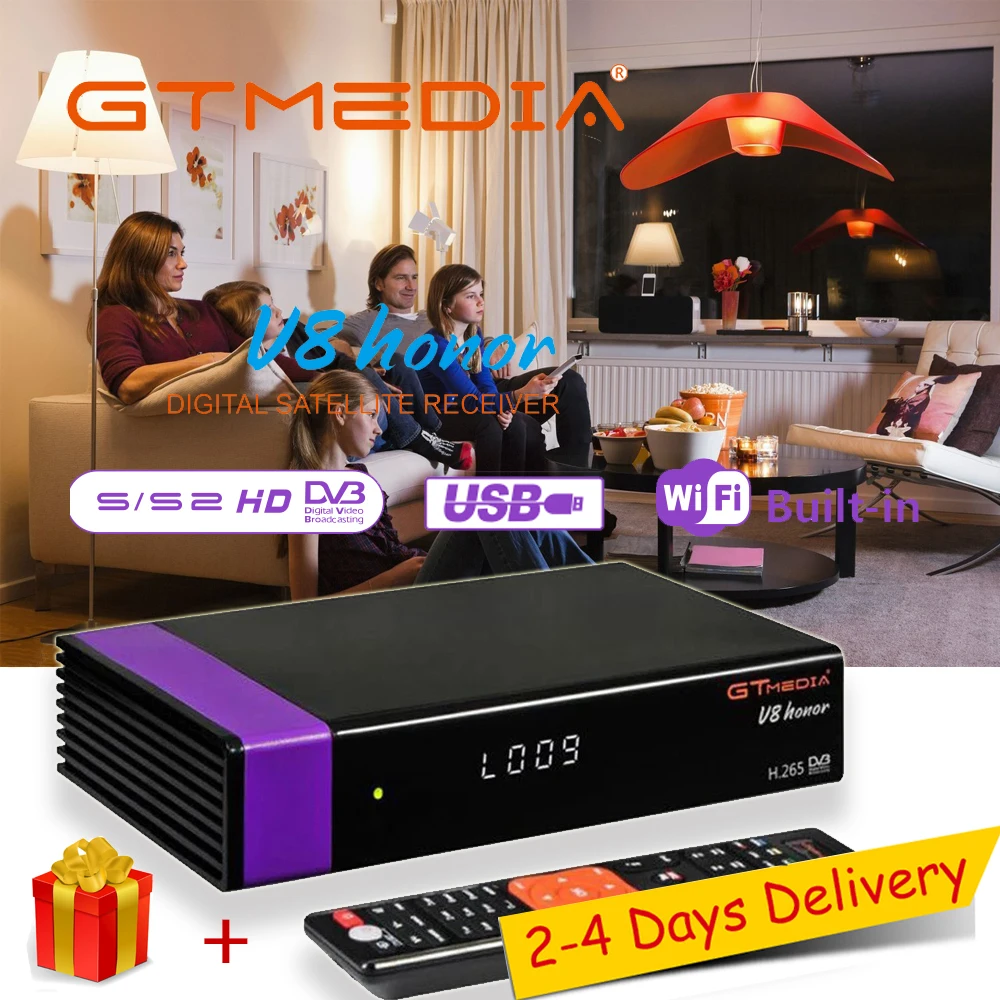 Спутниковый ресивер GTMedia V8 Honor со встроенным Wi Fi h.265 Full HD DVB S2/S NOVA|Спутниковое ТВ| |