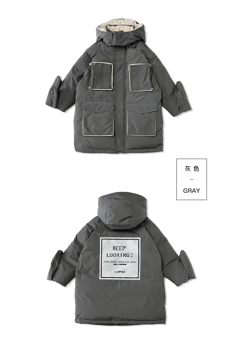 Коллекция 2019 года, новая модная зимняя детская утепленная теплая пуховая аппликация на куртку верхняя одежда для мальчиков с карманами