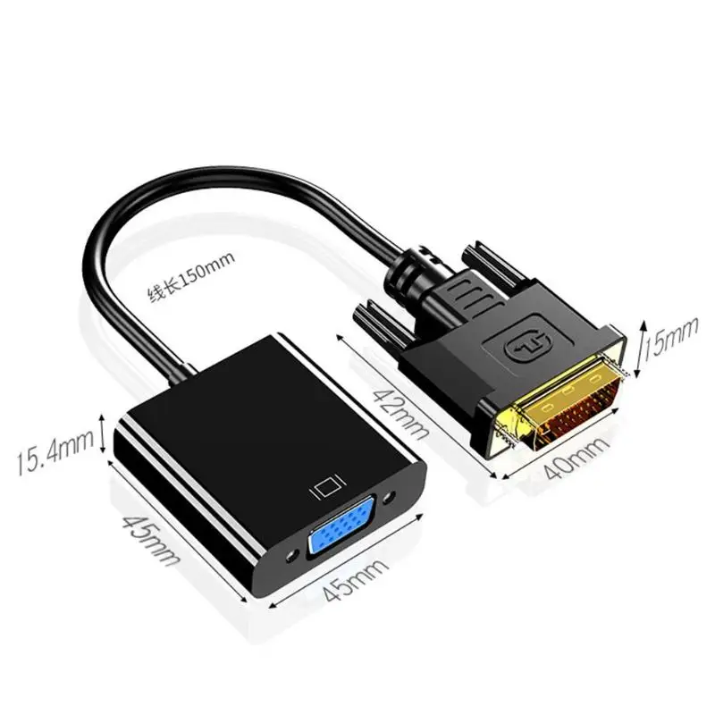 HD 1080P DVI в VGA Кабель-адаптер PC HDTV ABS пластик без привода 25 Pin конвертер «Папа-мама» электронные аксессуары