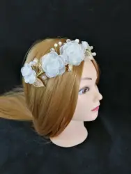 Популярная Корейская Роскошная блестящая белая 3D Цветочная повязка на голову, свадебные Стразы, тиара для женщин, гребень для волос