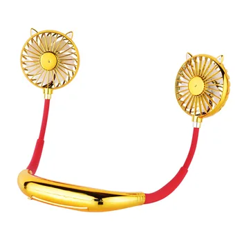 

Gradient Colorful LED Light Neck Fan Portable Sport Fan 360° Turn USB Charging 3-speed Adjustable Neck Dual Fan Home Office