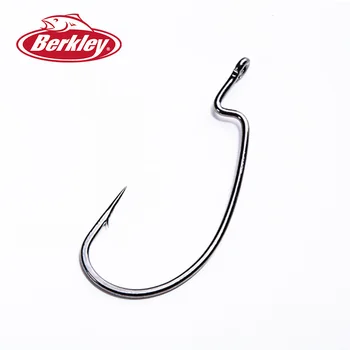 

Berkley 6pcs/ Set Fishing Hook Carbon Steel Wide Crank Offset Fishhook For Soft Worm Lure 4#-5# Bass Barbed Carp Fishing Hooks