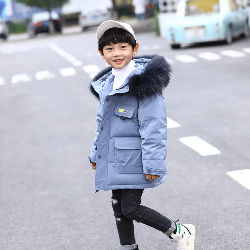 

Children Winter Jacket for Boys 2019 -30 Degrees Russia Hooded Boy Duck Down Jacket Teenage Coat Outerwear Kids Parka Snowwear