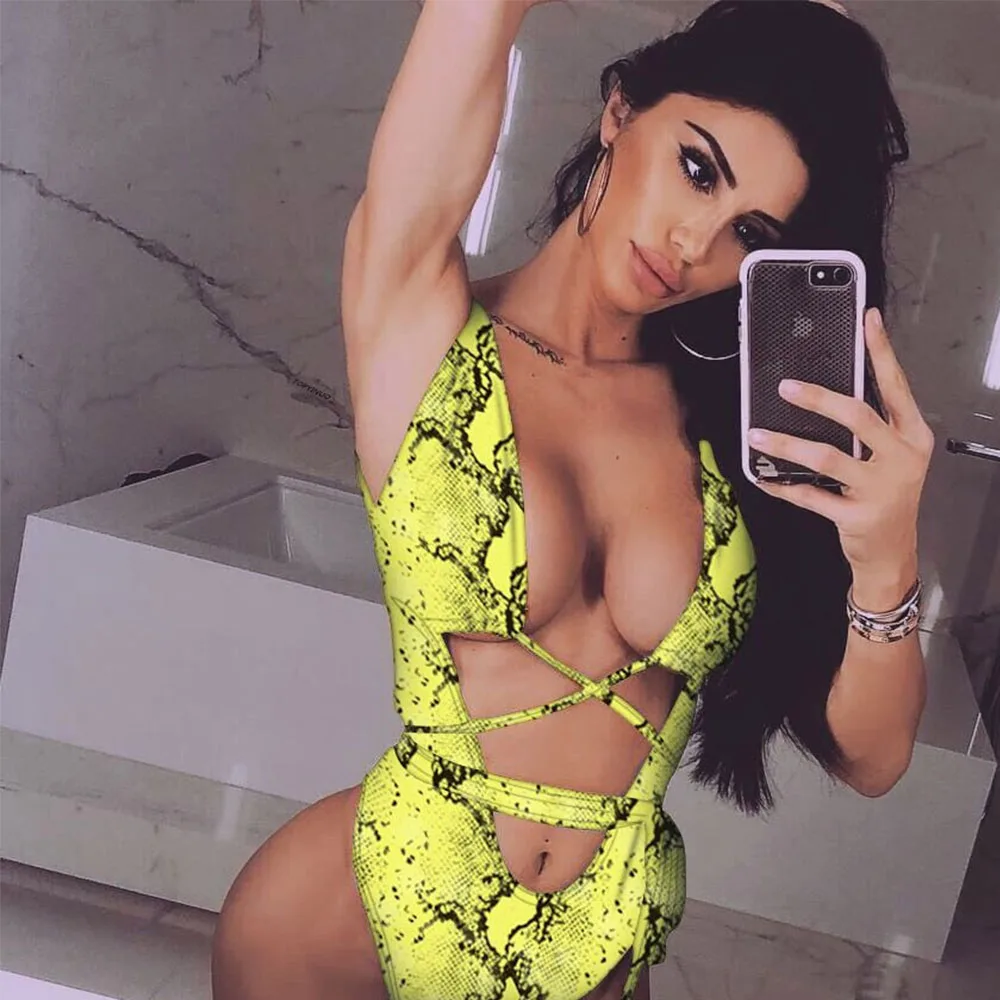 2019 новые цельные купальники женские купальник с тигровыми полосками бандажные