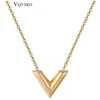 Fashion Brand V Letter Pendant Necklace For Woman Stainless Steel Women Necklace Luxury Jewelry Female Costume Accessories ► Photo 1/6