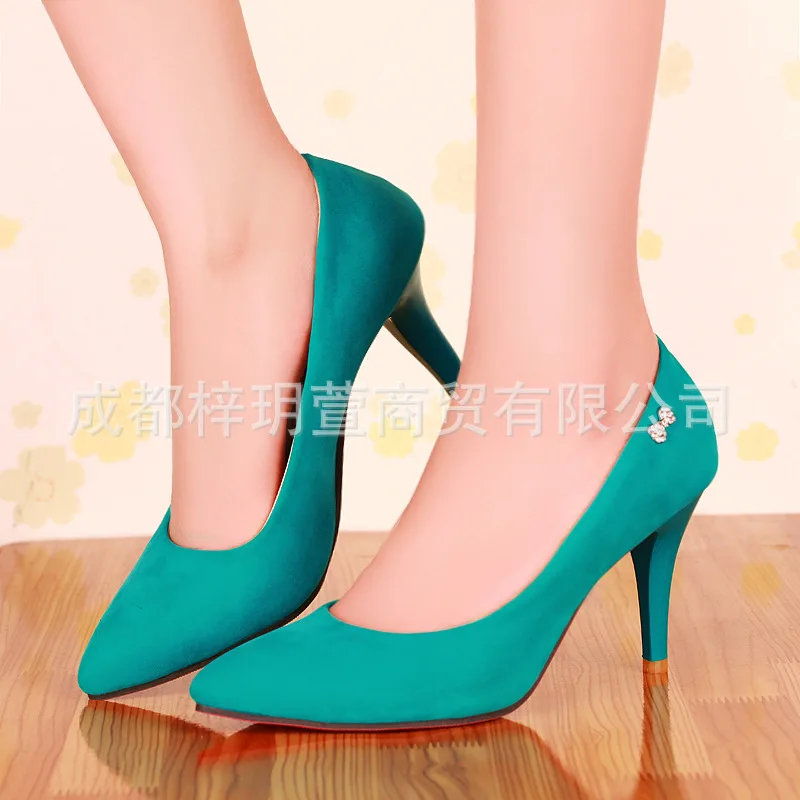 

Factory Price # Spring And Autumn Pointed Stiletto Dull Polish Man-made Diamond Solid Color Low-Cut Banquet Date WOMEN'S Shoes S
