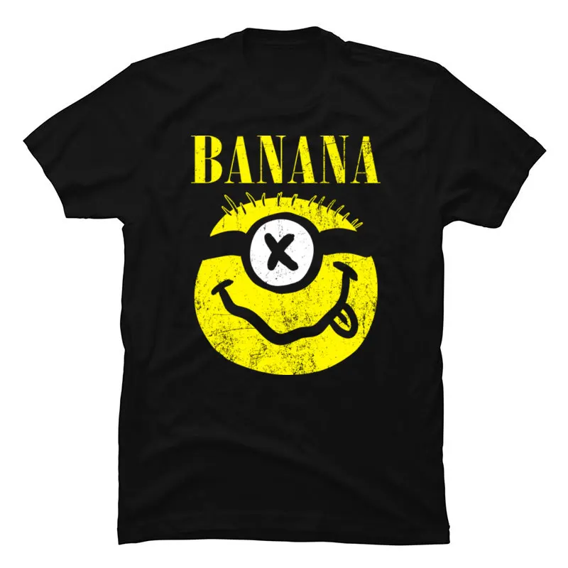 

Pokemon Nirvana Banana Minion Face Tshirts Anime High Quality Short Sleeve for Men New Fashion Cotton Fabric Design T Shirt