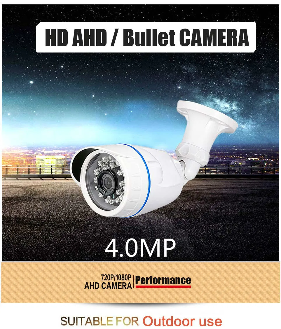 Камера наблюдения s 4.0MP 720P 1080P AHD камера наружная Водонепроницаемая цилиндрическая камера s День и ночь наблюдение HD 3,6 мм объектив IR CUT