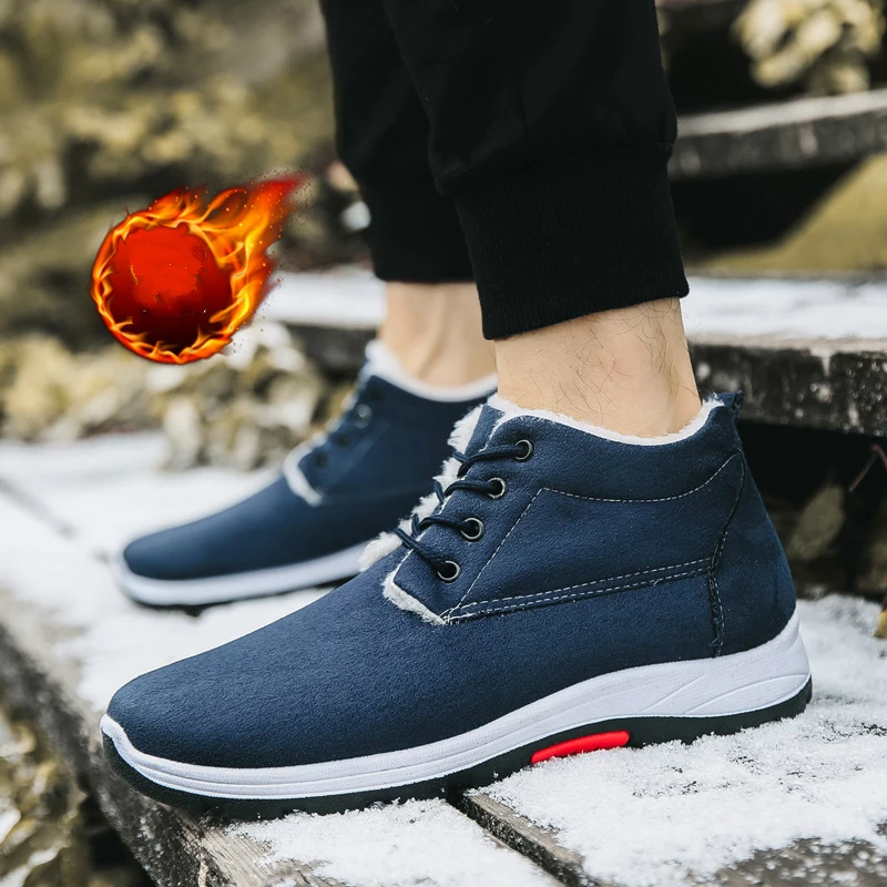 Promotie Mannen Schoenen Snowboots Ankle Flock Winter Schoenen Mannen Solid  Lace Up Fashion Sneakers Platform Bont Plus Fluwelen warm Te  Houden|Sneeuwlaarzen| - AliExpress