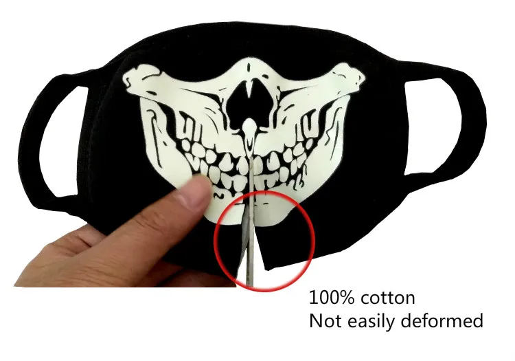 1 шт Хэллоуин светящиеся в темноте маски черепа черная маска рот Половина лица Маскарадная маска для косплея украшения для вечеринок своими руками