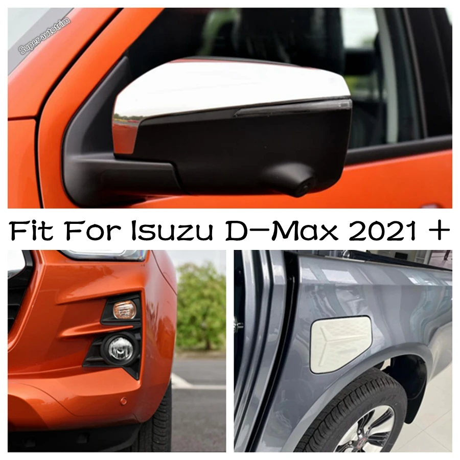 

Chrome Oil Fuel Tank Gas Cap / Front Fog Light Lamp / Rearview Mirror Cover Trim ABS For Isuzu D-Max 2021 2022 Black Accessories