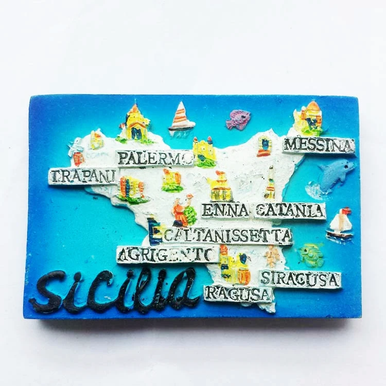 3D Italien Sizilien Resin Reise Kreative Kühlschrank Gedenken Aufkleber Magnet 