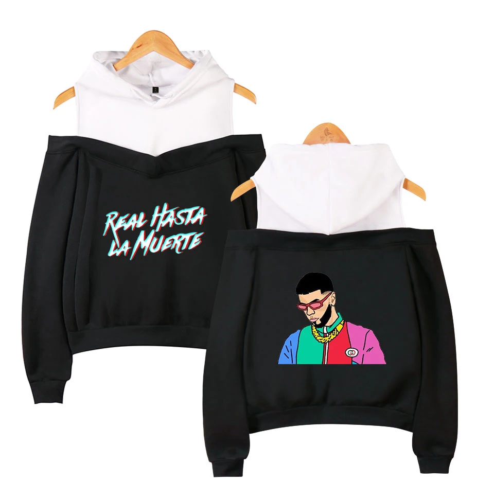 Anuel AA, хип-хоп, настоящий хаста Ла Муэрте, сексуальные женские толстовки с открытыми плечами, толстовка, стиль, мягкая одежда с открытыми плечами, толстовки