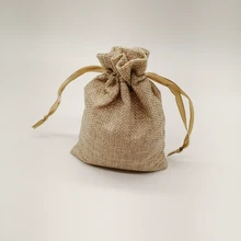  5-20pcs/lot Natural Linen Burlap Bag Jute Gift Bag Drawstring Gift Bags With Handles Gift Packaging Party Favor Candy Bags 