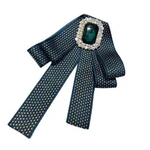 Британский Ретро горошек ленты галстук-бабочка для женщин рубашка воротник стразы брошь булавка AXYD