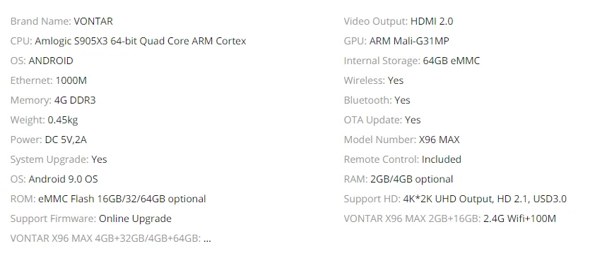 X96 Max Android tv Box Amlogic S905X2 Android 8,1 4 ГБ 32 ГБ