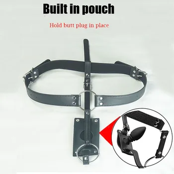 Leather Male Butt Plug Harness,BDSM Orgasm Chastity Device,Strap-On Anal Plug Bondage,Strapon Sex Underwear 5